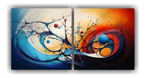 160x80cm Cuadros Decorativos Abstractos, Diptico Tela Subl