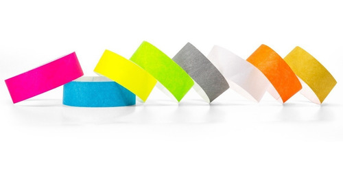 Imagen 1 de 3 de Pulseras Tyvek Lisas Inviolables Seguridad Identificacion Colores Eventos Piletas Boliches X 300u