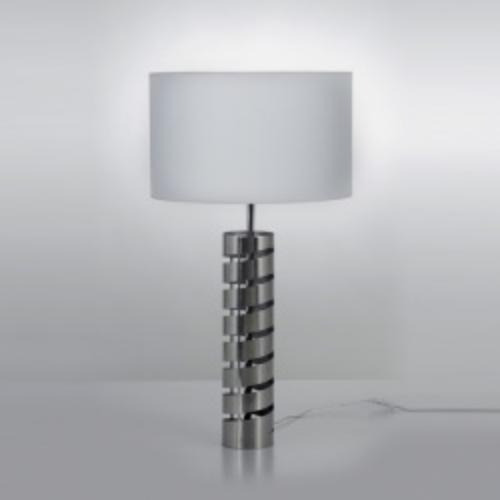 Lámpara De Mesa Acero Pantalla Blanca