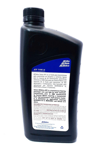 Imagen 2 de 3 de Aceite Transmision Automatica Acdelco Dexron Iii