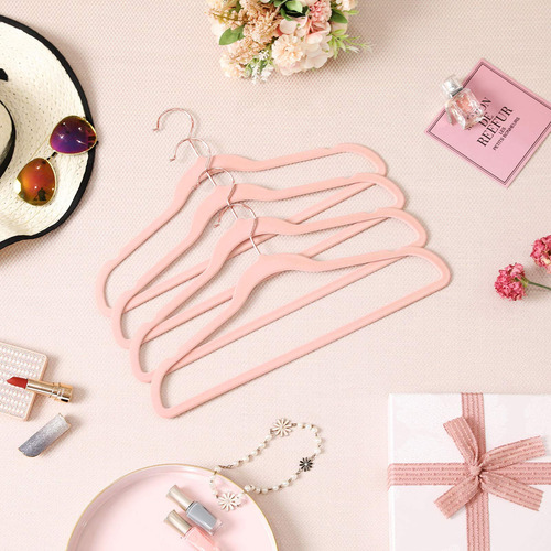 Perchas De Terciopelo Songmics, 50 Unidades, Color Rosa Ucrf