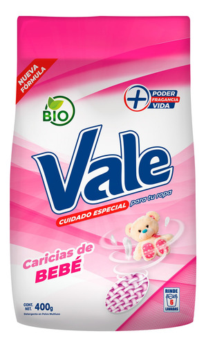 Detergente En Polvo Vale Bebé 400gr 40 Unid Xbulto