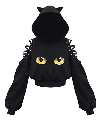 Mini Sudadera Con Capucha Para Mujer En Forma De Gato Grande