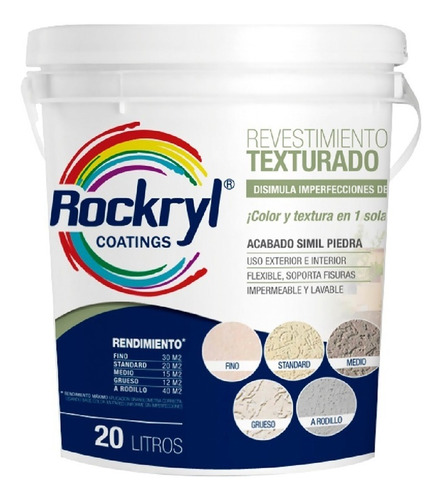 Revestimiento Plastico Texturado Rockryl Llana 20 L Fuerte