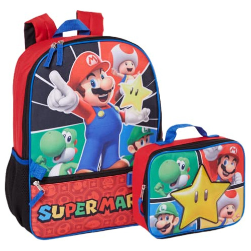 Ralme Super Mario Mochila Con Caja De Almuerzo Para 34g6c