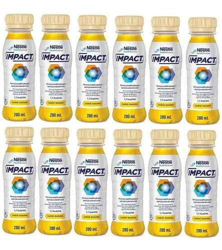 Kit Com 12 Unidades Impact (200ml) - Nestlé Sabor Banana