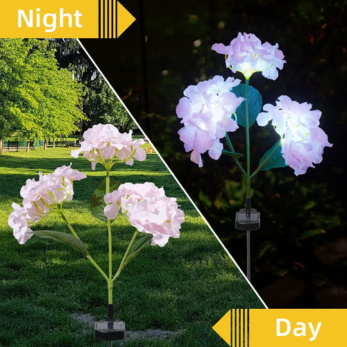 Luces De Flores Solares Led De Hortensias De 3 Cabezales Imp