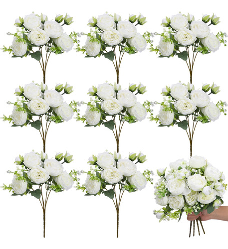 Crowye 8 Paquetes De Flores Falsas, Peonias Artificiales Rea