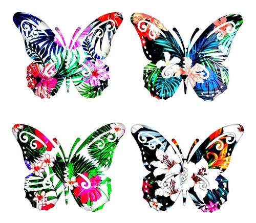  Mariposa De Metal 4 Piezas Decoración De Pared 