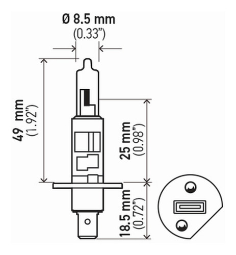 Imagen 3 de 5 de Ampolleta Hella H1 12v 100w P14.5s T2.5 Hw (par)