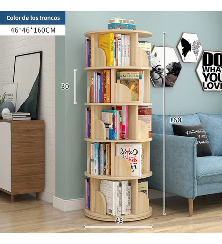 Librería Giratoria De 5 Baldas Y 160 Cm De Altura Blanco