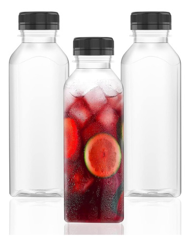 12 Botellas De Plástico Reutilizables Con Tapas, Recipientes