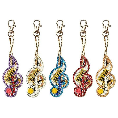 5 Pack Musical Note Diamond Painting Keychain 5d Diy Di...