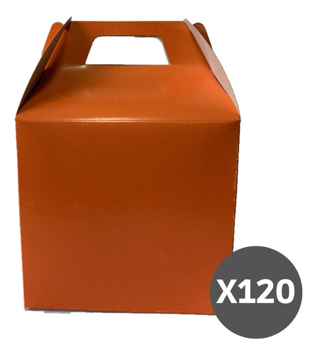 Caja Feliz Carton Cotillon Cajita Naranja Pack 120