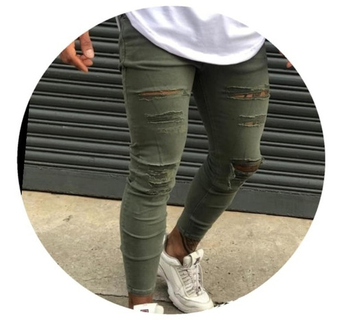 Jeans Verde Roto
