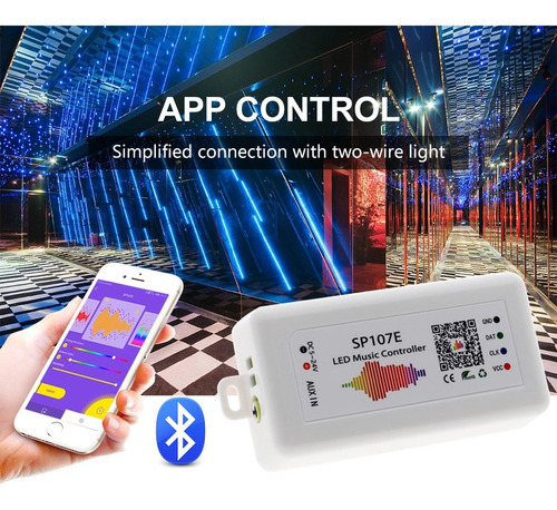Imagem 1 de 6 de Controladora Sp107e Bluetooth App Fita Led, Música Rítmica
