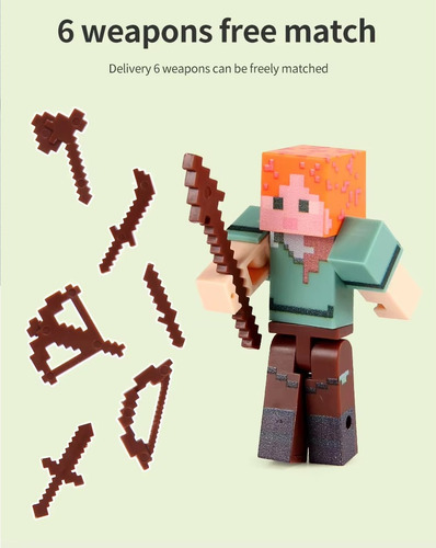 Figura Minecraft - Alex Con Wither 6 Armas Magnetic World