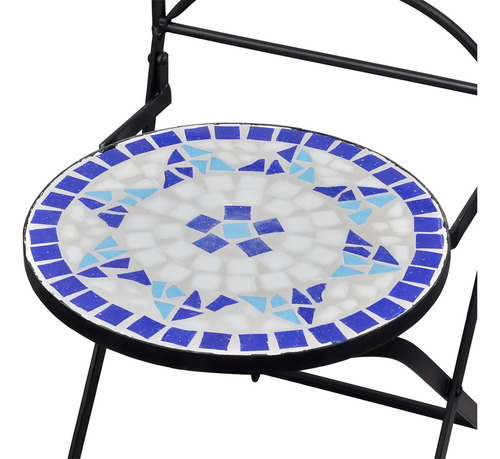Sillas Bistro Plegables 2 Piezas Cerámica Azul Y Blanco Color Multicolor