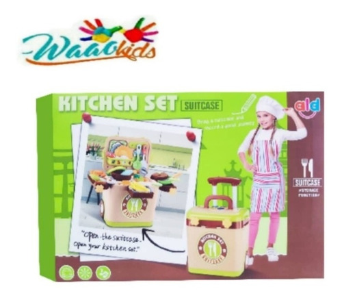 Set De Cocina Kitchen Maleta , Con Música Y Luz 23 Piezas