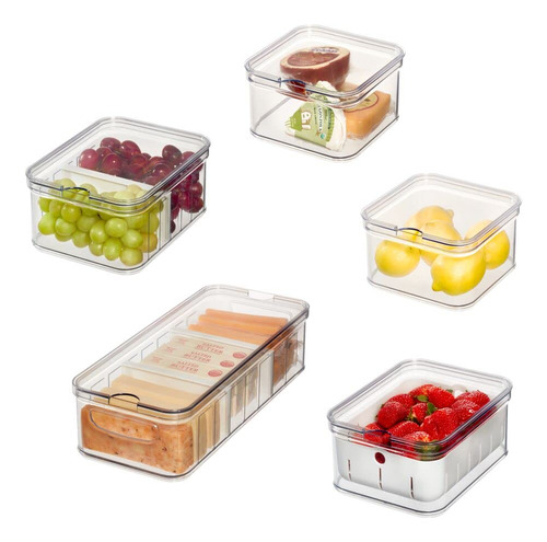 5 Contenedor Organizador Plastico Para Refrigerador