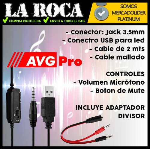 Auricular Gamer Led Microfono Xbox Pc Gaming Ps4 Games