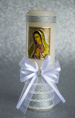 Imagen 3 de 6 de Set Kit Vela Concha Toalla Bautizo Guadalupe Hadas