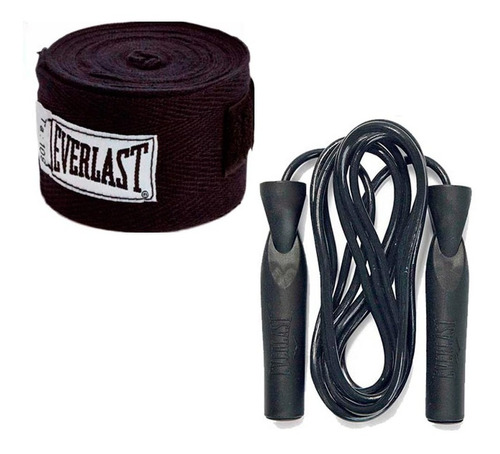 Kit Boxeo Everlast : Par De Vendas 3,05 Mts + Soga Rulemanes