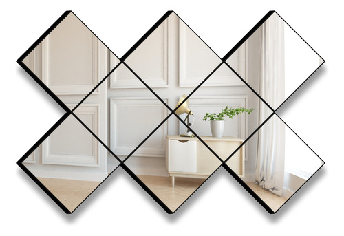 Kit Espelhos Decorativos Grande Em Vidro Mosaico Com Moldura