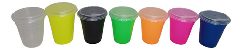 Vasos Plastico Fiestero Con Orificio Colores Variados 