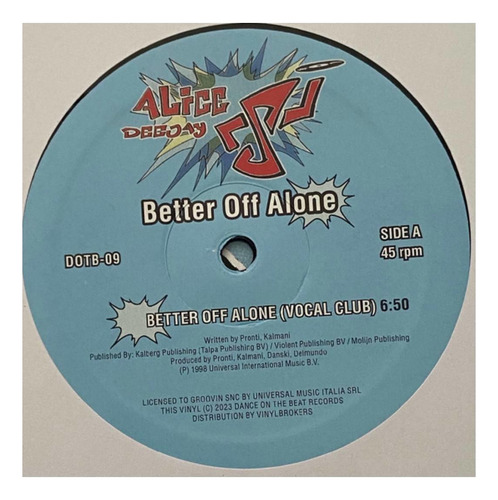 Alice Deejay - Better Off Alone | 12 Maxi Single Vinilo