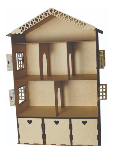 Imagem 2 de 5 de Casinha Com Móveis Mdf Organizador Para Meninas