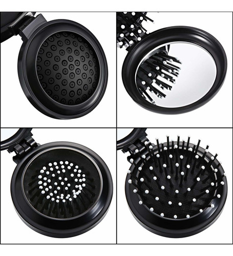 2 Piezas Plegable De Viaje Espejo Cepillo Cabello Cepillos P