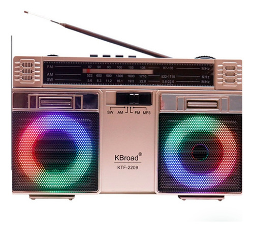 Radio Am/fm Bocina Bluetooth Con Panel Solar Nuevo Dorado Y Plata