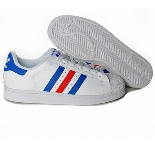 zapatillas adidas rayas azules y rojas