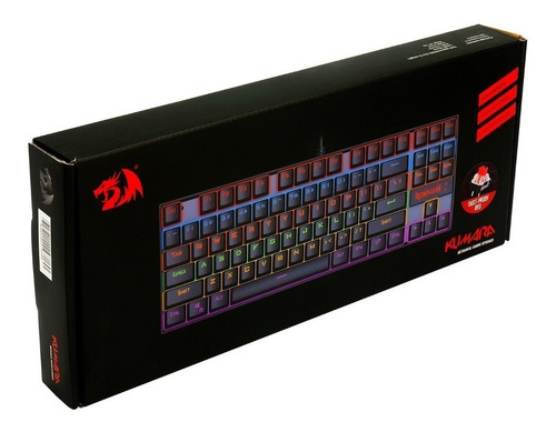 Teclado gamer Redragon Kumara K552 QWERTY Outemu Red español España color negro con luz rainbow