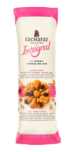 Galletita Cachafaz Integrales Avena Y Pasas De Uva Pack X5