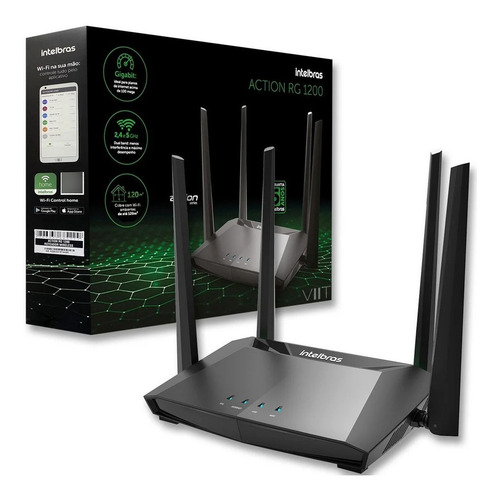 Imagem 6 de 10 de Roteador Intelbras Action Rg 1200 Dual Band 4 Antenas Giga