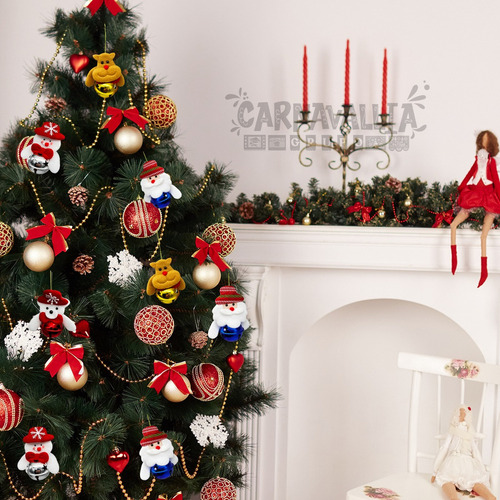 Mox 12 Cascabeles Muñecos Navideños Adorno Fieltro Navidad