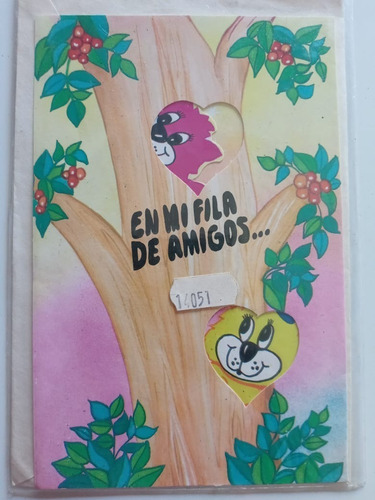 4 Tarjetas Día Del Amigo Dibujos Infantiles Vintage Retro