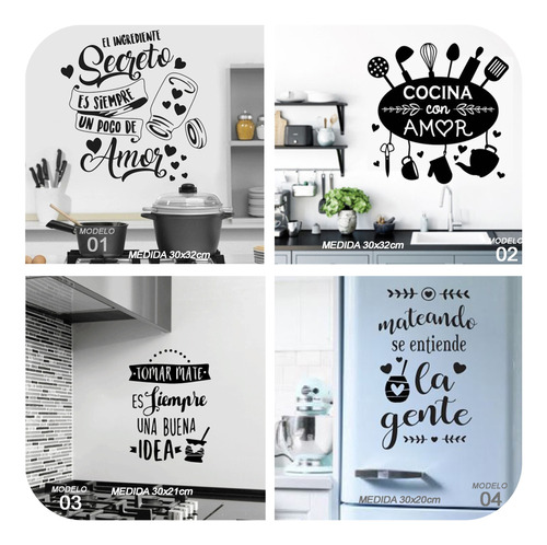 Vinilo Decorativo Pared Frases Cocina Heladera Comedor Calco