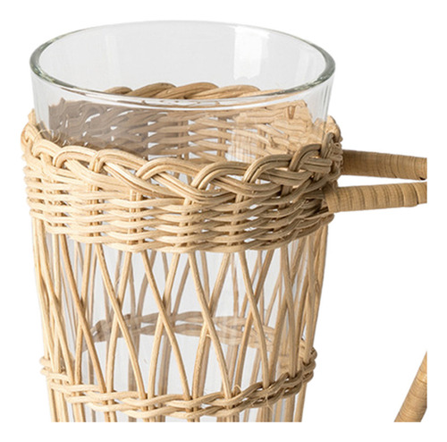 Shaoke Sostenedor De La Vaso De Mimbre De Bambú Tejido