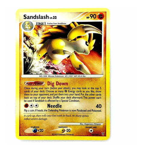 Sandslash 42/147 - Carta Original De Pokémon Platinum 2009