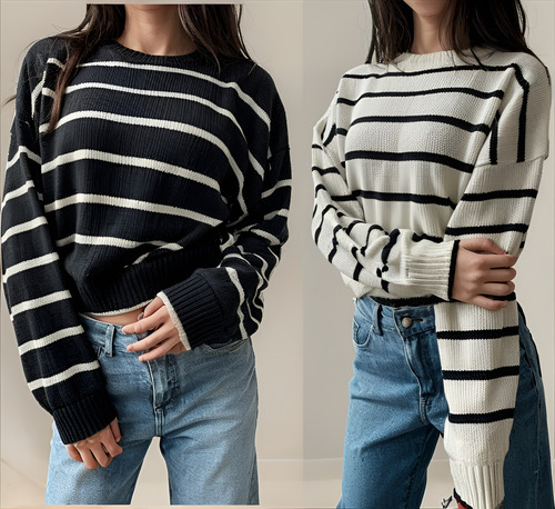 Sweater Mujer Rayado Tejido Pack X 2