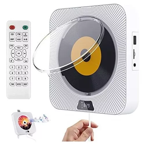 Reproductor de CD de montaje en pared Bluetooth: Reproductor de CD para el  hogar con pantalla LCD Control remoto - Altavoces HiFi incorporados Radio