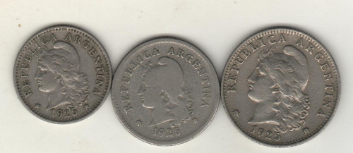 Argentina Niqueles De 5, 10 Y 20 Centavos Año 1925