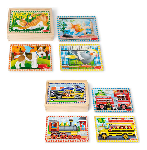 Melissa & Doug Rompecabezas De Madera En Una Caja, Paquete D