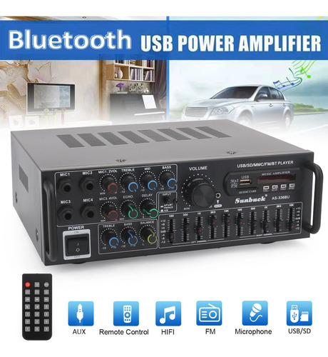 Amplificador Potencia Hi-fi Sunbuck 2000 W Con Bluetooth 5.0