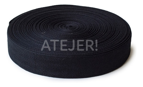 Imagen 1 de 4 de Cinta Hilera Liviana De Algodón 40mm X 50 Mts Negra