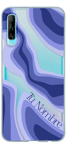 Funda Para Huawei Para Mujer Curvas Azules Con Tu Nombre