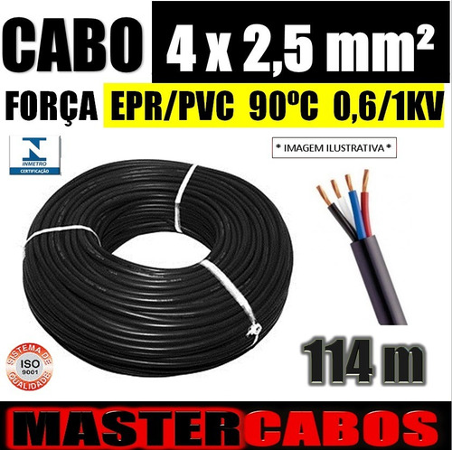 Cabo Força 4 Vias Multiplo 4x2,5 Mm 1kv Epr Flex Ipce 114 M